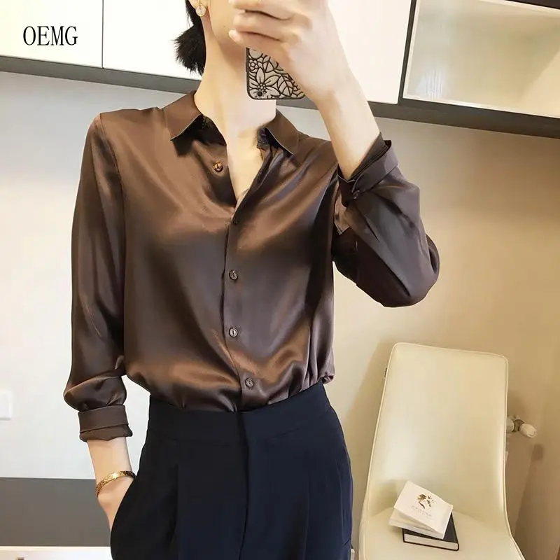 Sygt Heavy Satin Faux Silk Shirt Women's 2024 Spring and Autumn New Shirt Western Style High-End Temperament High-Grade Top