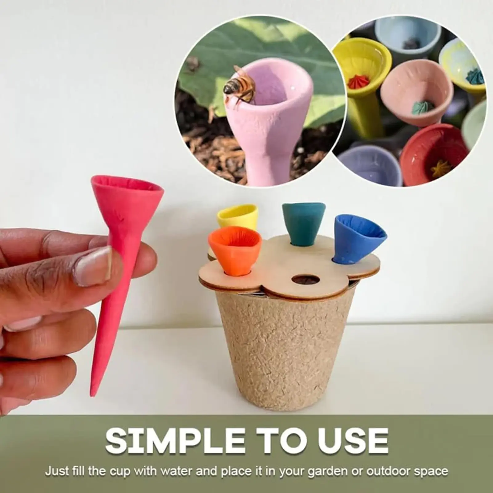 5Pcs Bee Insect Watering Cup Resin Bee Butterfly Drinking Station Pollinator Watering Cup for Outdoor Garden Courtyard Decor