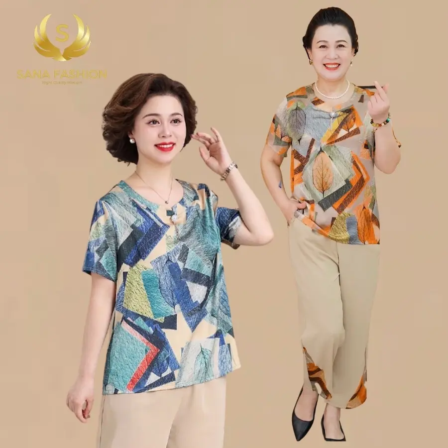 Bộ lụa hàn châu tay cộc quần phối , chất liệu lụa hàn châu Áo Top dobomac nhadep Nữ Women lụa  mango