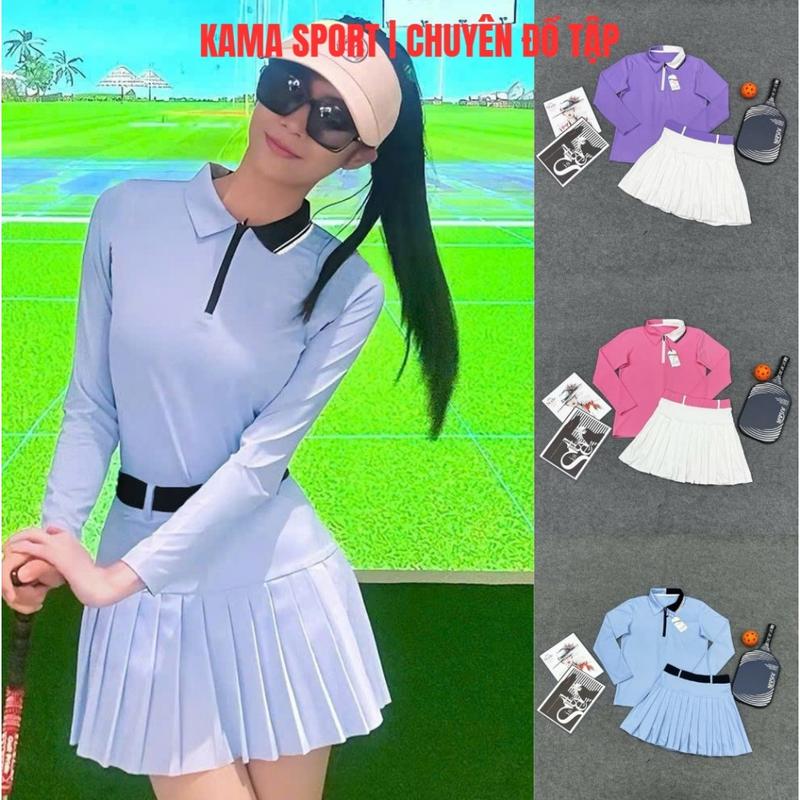 [PICKLEBALL] Bộ thể thao nữ, bộ tập dài tay mix chân váy chất thun cao cấp chuyên tập pickleball, tennis, golf BCPL01 Sport