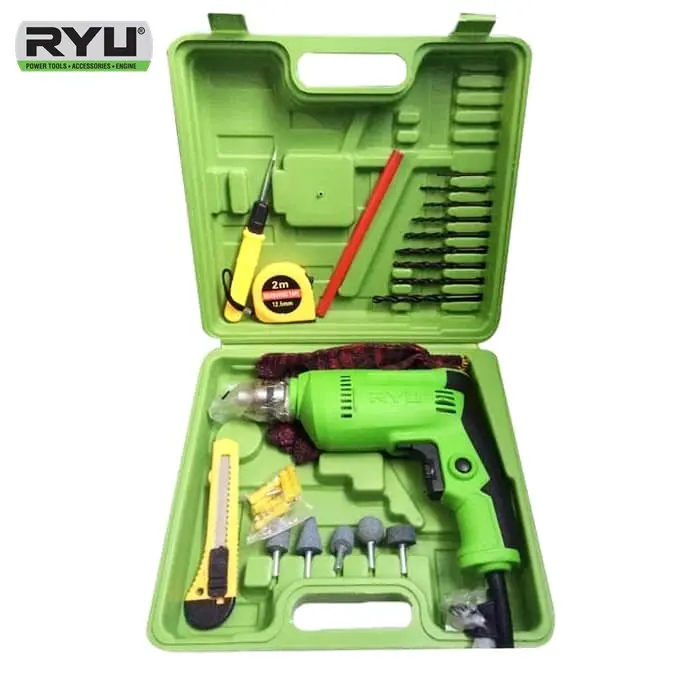 bor set RYU 10mm RYU RDR10-3REB mesin bor set aksesoris 22pcs