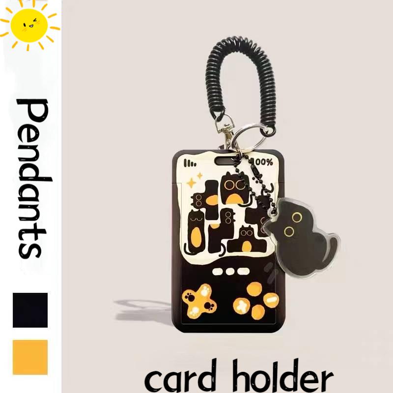 Cute Card Protection Case Cube Black Cat Keychain Name Card Cover ...