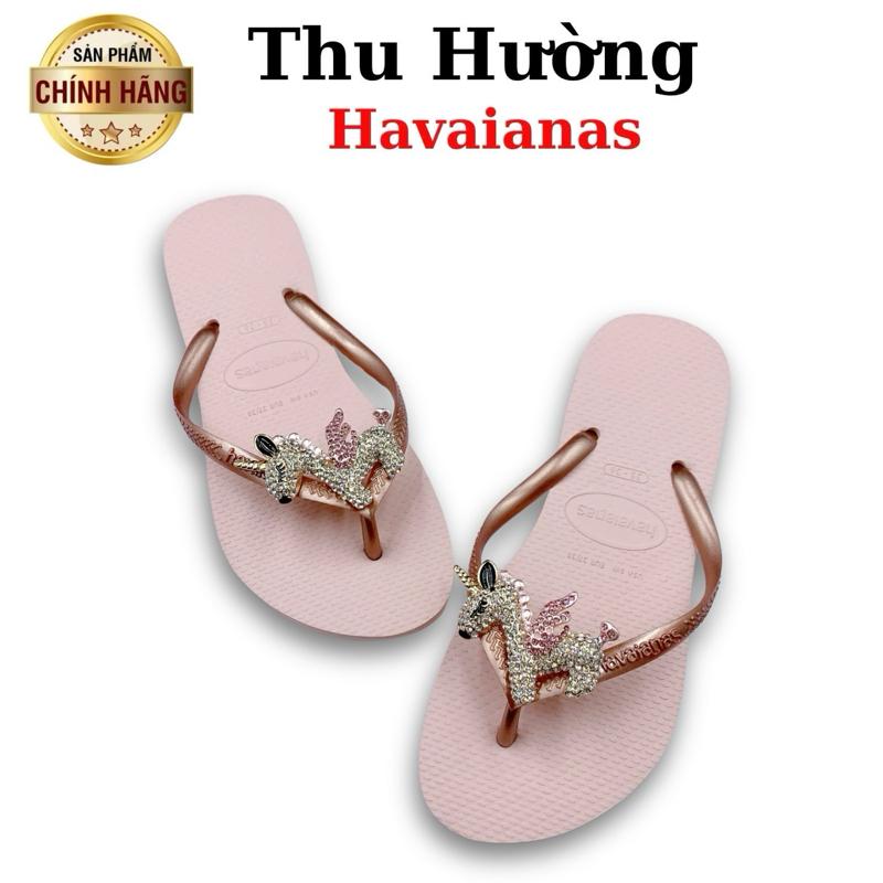 Dép Havaianas Nữ Slim Gắn Kèm Charm Ngựa Pony - Từ Brazil - Cao su non tự nhiên chống trơn trượt - Thu Hường Havai