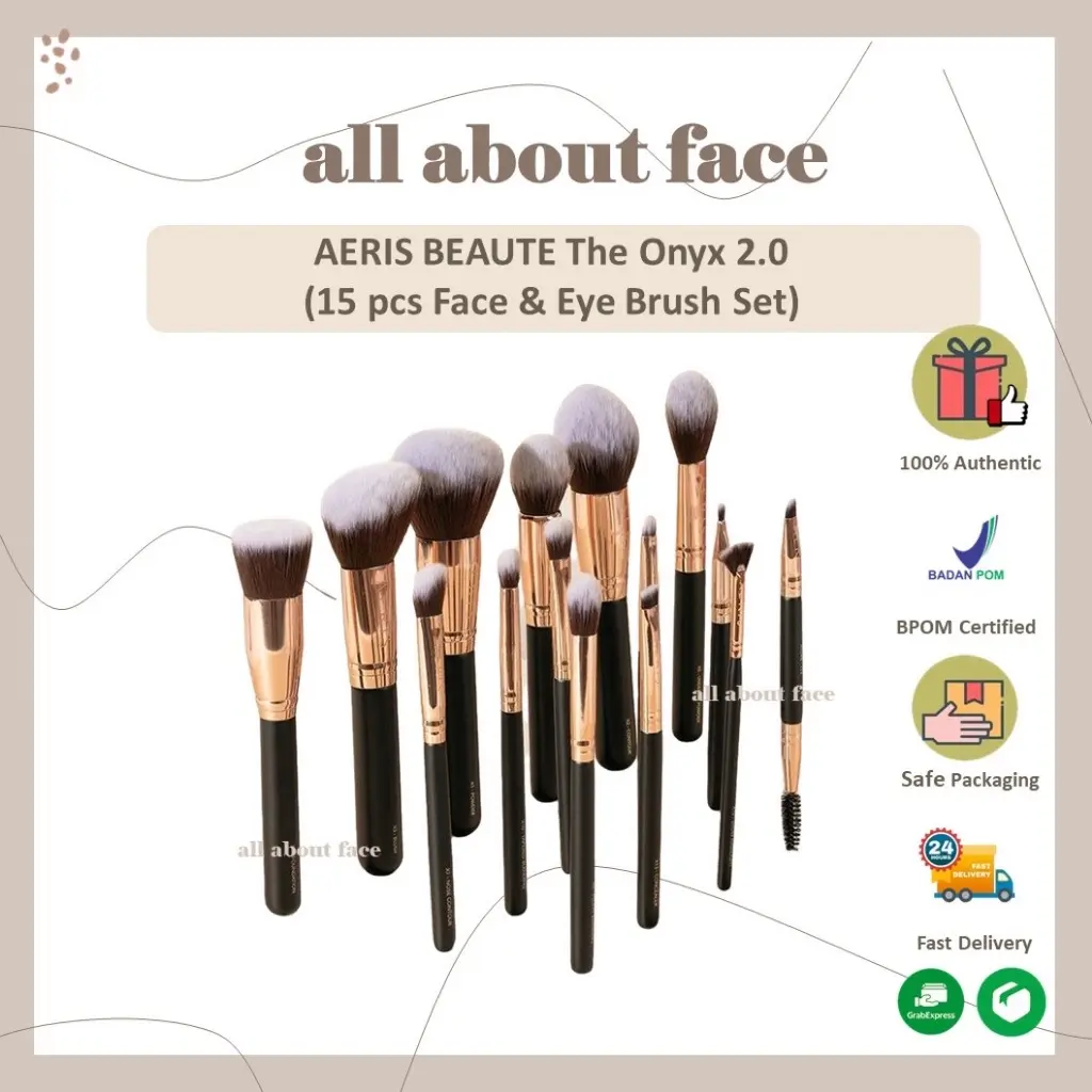 AERIS BEAUTE Onyx 15 Face & Eye Brush Set 2.0 ORIGINAL