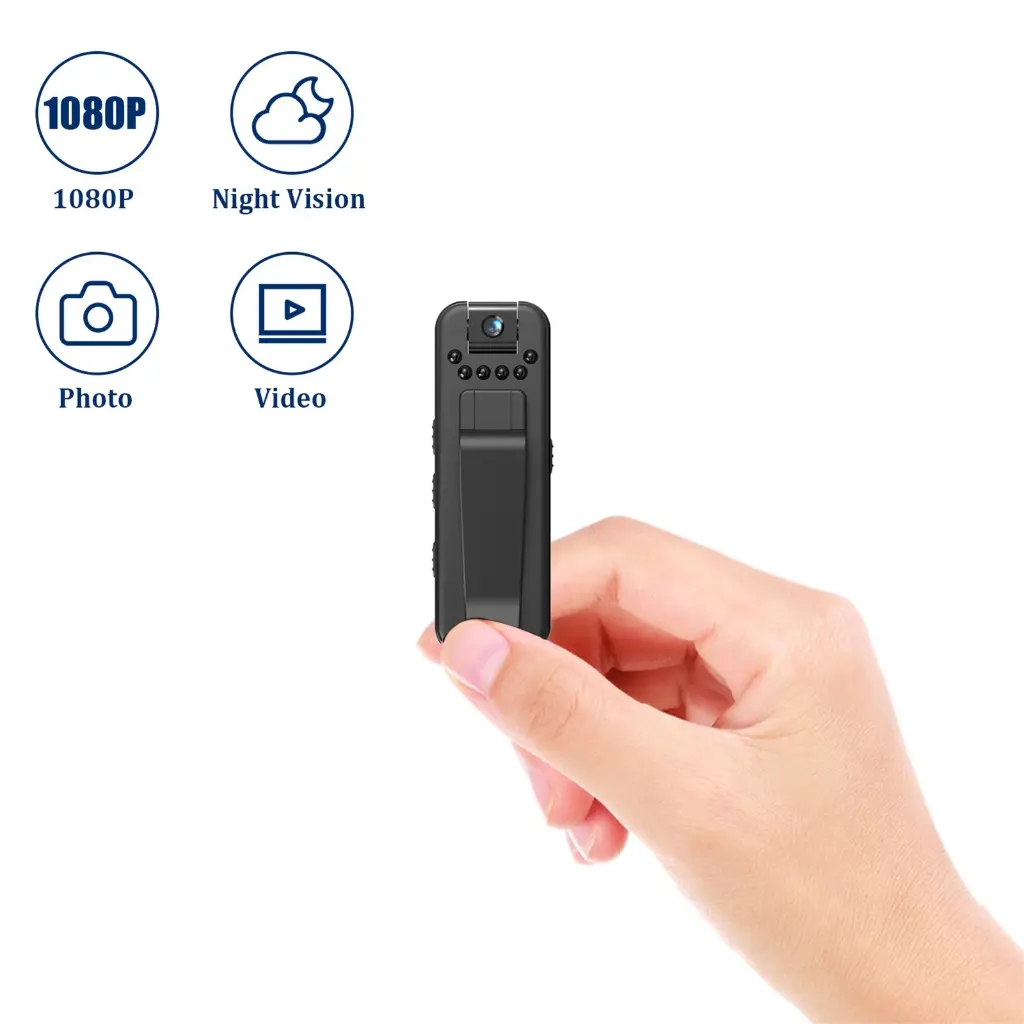 L7  High-defination 1080P Wearable Camera, 500mAh Battery Back Clip Video Camcorders Mini Body Camera for Work Offices
