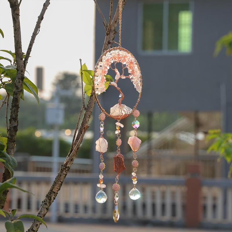 Crystal Dream Catcher, 1 Count Shinny Tree Of Life Design Hanging Decor, Hanging Ornament for Home Living Room Bedroom Hotel Coffee Shop 3