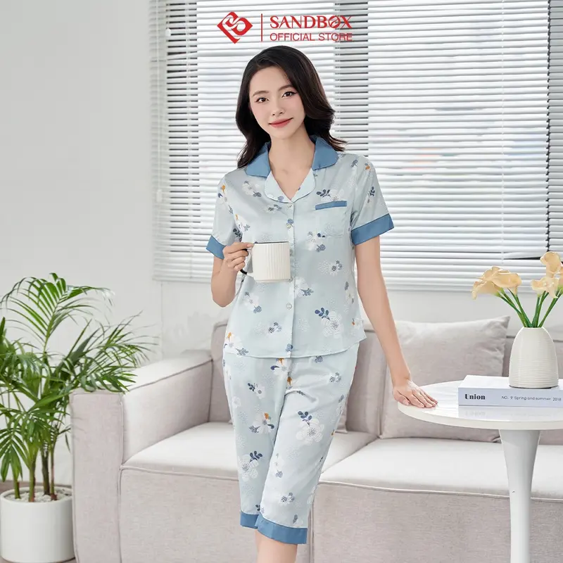 Đồ Bộ Nữ Pijama SANDBOX Chất Lụa Latin Cao Cấp Thiết Kế Họa Tiết Độc Quyền (BLL24005) Women Quần Ngủ Áo Ngủ 0