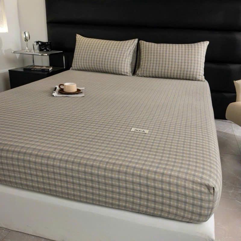 Bộ 3 món ga giường và 2 vỏ gối chất liệu đũi xơ đậu nành cao cấp thoáng mát ga nệm 1m8 2m ga giường dệt phẳng ếch xanh khăn trải giường & vỏ gối