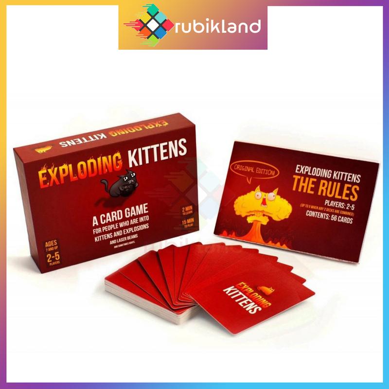 Hộp Cứng Đỏ Bài Mèo Nổ Việt Hóa Exploding Kittens Board Game 154 Lá Chất Giấy Dày Chống Nước