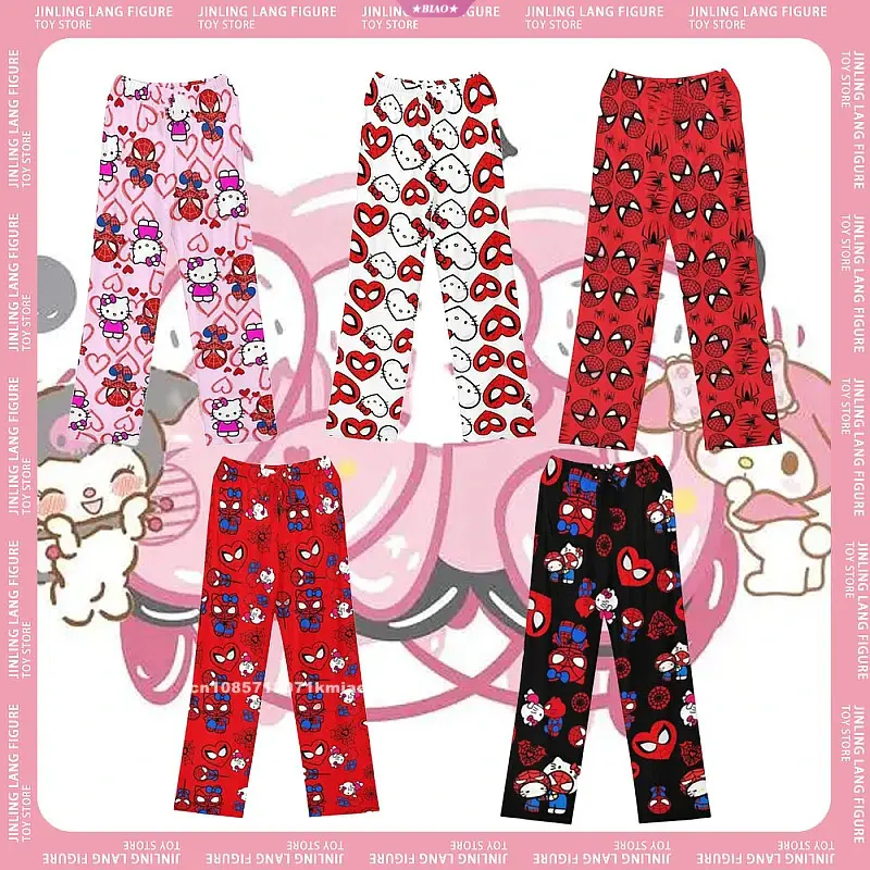 2025 Người Nhện Hello Kitty Rời Nữ Pyjama Quần Pyjama Quần Nữ Nam Hoạt Hình Ngủ Đáy Phòng Chờ Mặc Bé Gái Quần Ngủ