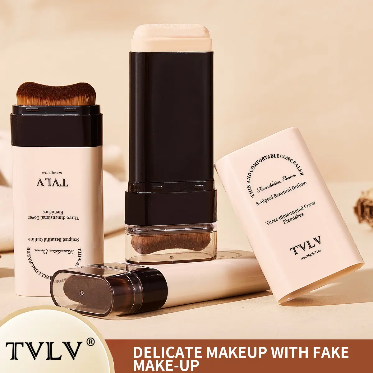 Krim Asas Concealer TVLV Kecantikan, Jualan Panas Merentas Sempadan, Pelembap, Ringan, Alamiah, Lutsinar, Mencerahkan, Melicinkan Kulit Foundation Makeup