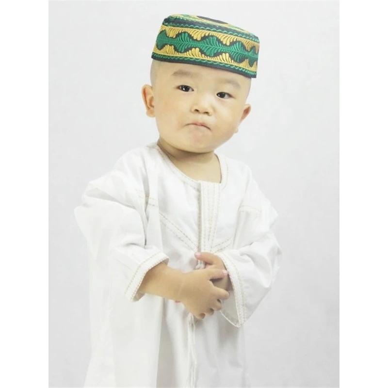 Eid Ramadan Kids Jubba Thobe Muslim Clothing Islamic Abaya Dubai Kaftan Mubarak Prayer Toddler 1-3 Years Old Boys Robes 70-100CM 2