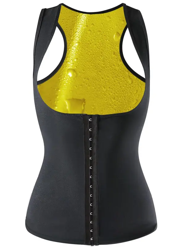 Women's Solid Tummy Control Hook-and-Eye Closure Sauna Top, Adjustable Sports Top For Workout Gym Exercise, Stretchy Shapewear Sports Clothing For Women 5