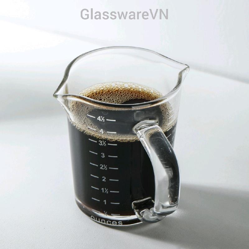 Cốc Đong Cà Phê 2 Miệng 150ml Thủy tinh Borosilicate Cốc Đong Pha Cafe Espresso Miệng Đôi