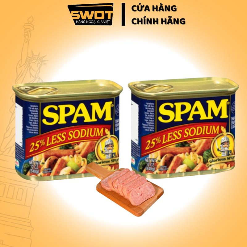  Thịt Hộp Spam 25 Less Sodium 340Gr Spam mềm ngon hấp dẫn - SWOT 