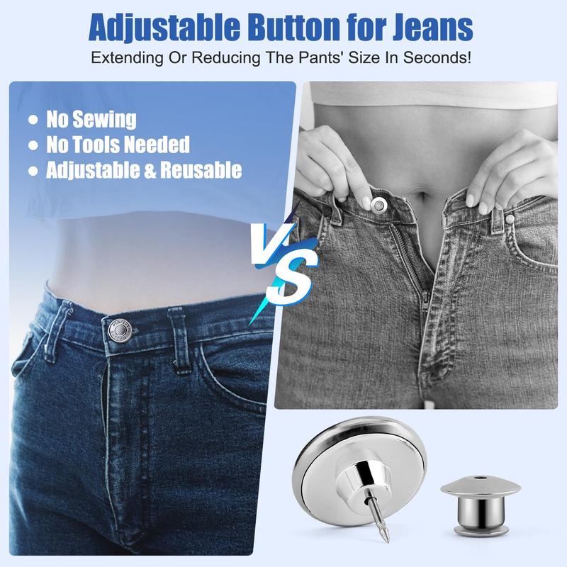 12 Sets Jean Buttons for Loose Jeans, Button Pins for Jeans to Make Smaller, No Sew Button Replacement, Adjustable and   Tightener 3