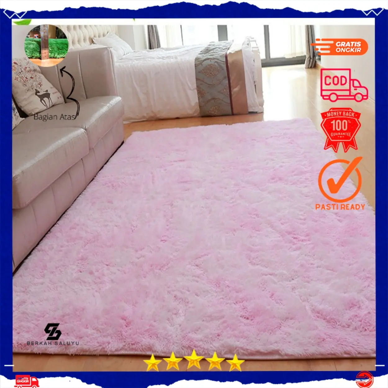 Karpet  kain bulu_rasfur_ukuran_120x100X2.5CM_POLYFOAM.. busa  putih alas hitam kain bulu rasfur non Anti Selip
