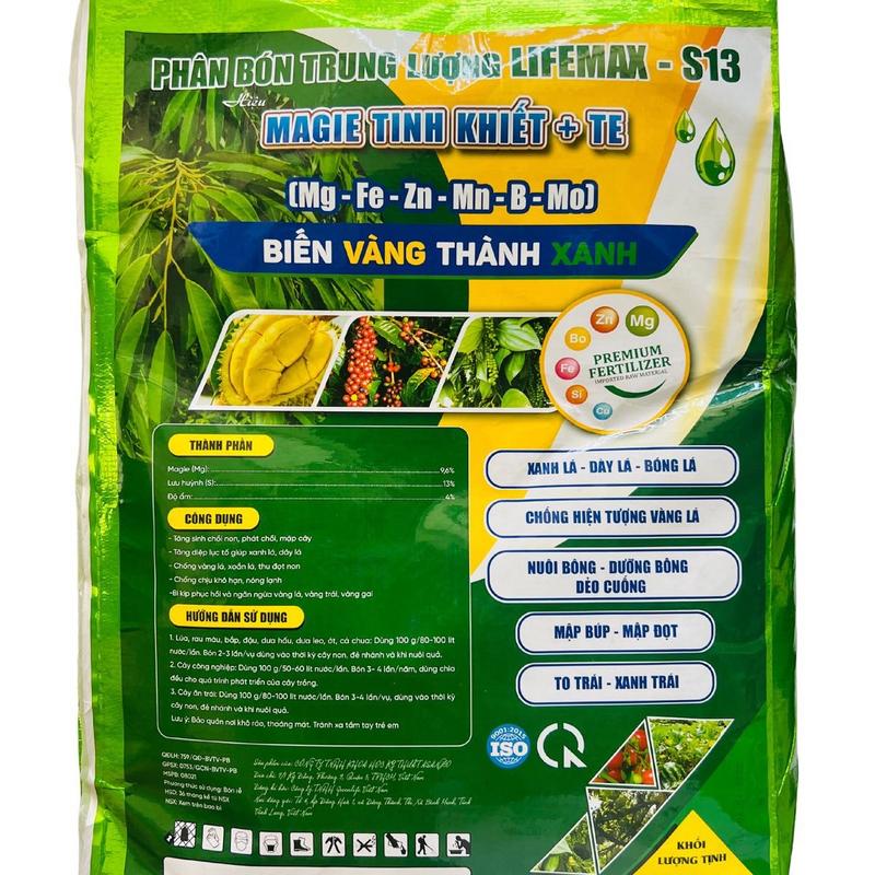 Phân Bón Magie Combi Bao 10Kg. Giúp Xanh Lá, Giày Lá, Bóng Lá, Nuôi Bông, Mập Bông, Xanh Gai, To Trái, Nhanh Vô Cơm. Bao 10kg Trộn 100kg NPK hoăc Pha 4000 lít nước tưới 50-100 cây 5-6 năm, 200-300 cây 1-3 năm.