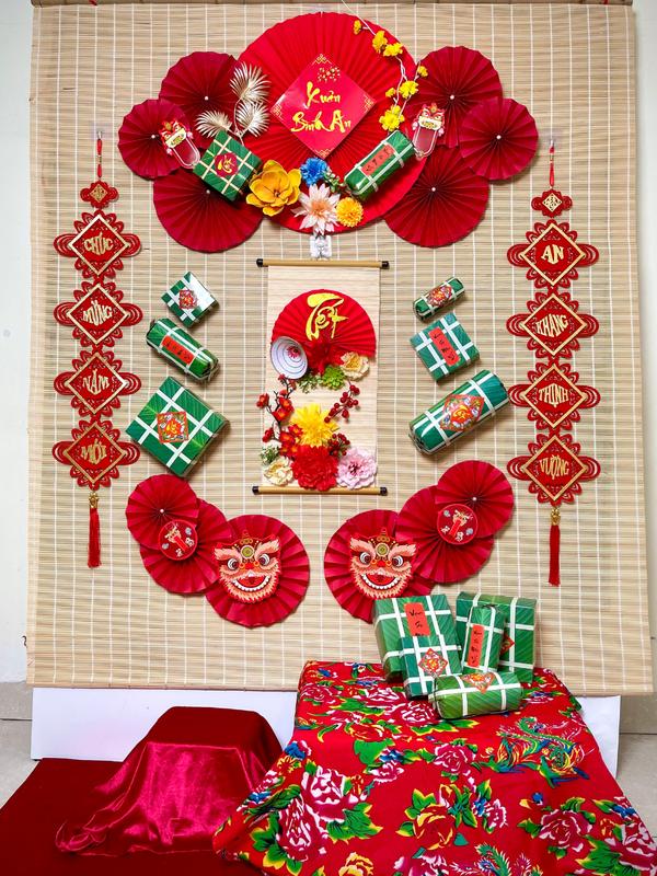 Set Trang Trí Tết Bình An 2025 - Set phụ kiện Decor Tết (Không Kèm Mành Tre Nền 1m6x2m, Bàn, Ghế) phukien  tet set  phụ set  trang