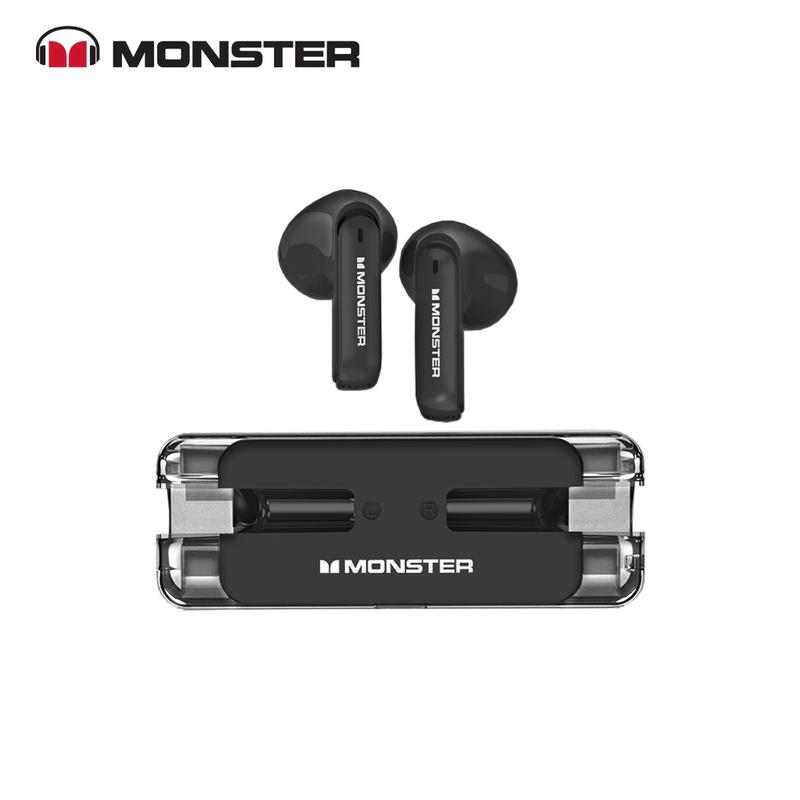 Monster XKT08/ XKT25  Wireless Bluetooth Earphone TWS Headset Earbuds - Hitam Earphones Telepon Headphone 1