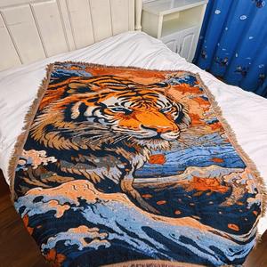 Tiger Pattern Blanket, Boho Style Throw Blanket, Soft Warm Blanket for Home Couch Bed Sofa, Bedroom Refresh Decor, Bedroom Accessories