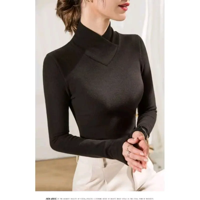 Sweater Musim Dingin Wanita Atasan Long John Thermal Hangat Cewe Pakaian musim dingin Polos Musim dingin 4