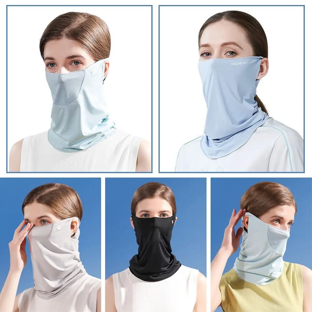 1pcs Breathable Outdoor Neck Protection Bicycle Headwear Face Balaclava Scarf Hanging Ear Headband Head Face Neck Gaiter Face Cover Scarf Ice Silk Sunscreen Mask Headband Scarf