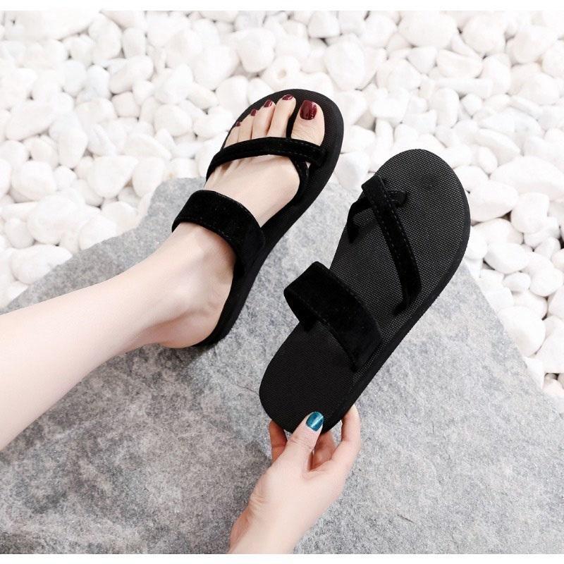 Dép xỏ ngón nữ đế xốp 3cm, quai nhung siêu nhẹ 3