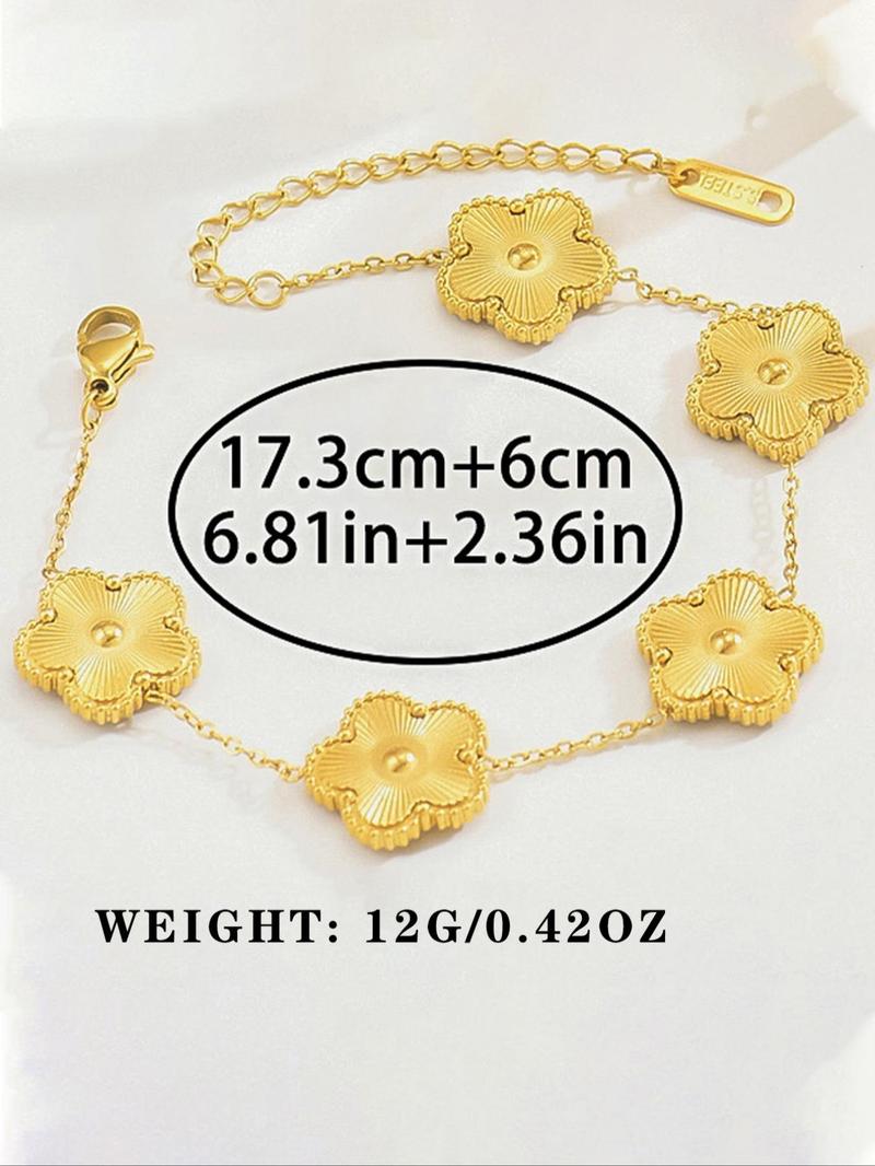 Product Introduction of 2024 New Style Flower Design Link Bracelet, Fashionable Stainless Steel Jewelry for Women & Girls, Trendy All-match & Exquisite Matching Bracelet for Birthday Gift 6