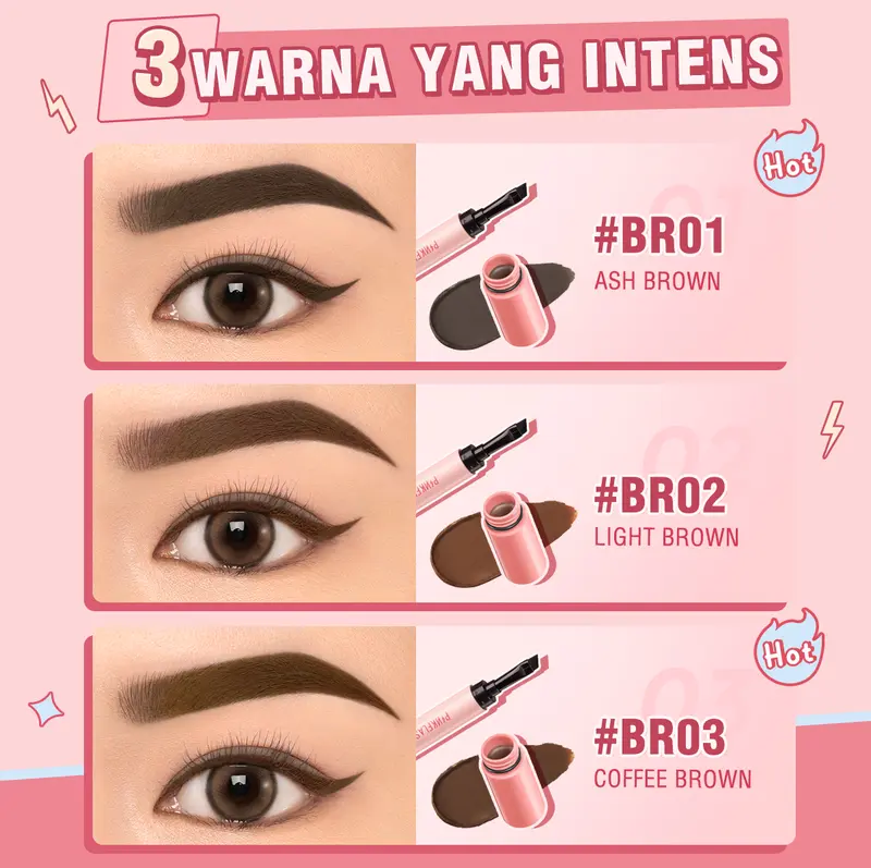 [Official] [BPOM]PINKFLASH #ColorLock Waterproof Eyebrow Pomade Cream High Pigment Smudge-proof Long-lasting Non-caking Soft Smooth Quick-drying Shaping 8