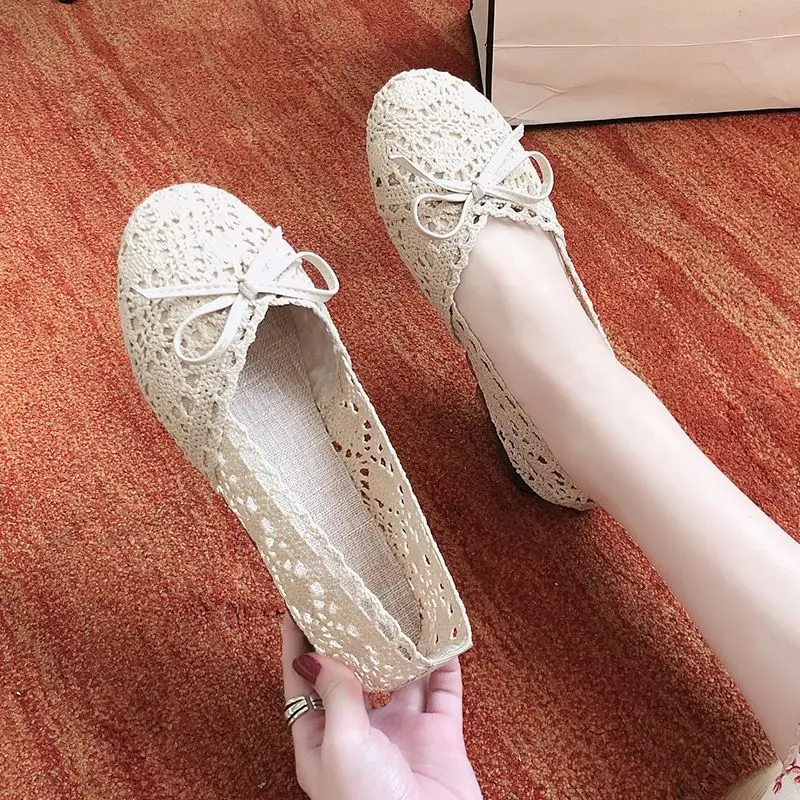 Giày Lưới Mùa Hè, Giày Vải, Dép Lưới Thoáng Khí, Đế Mềm, Gommino, Bơm Phẳng, Dành Cho Phụ Nữ Mang Thai, Giày Nữ, 2024