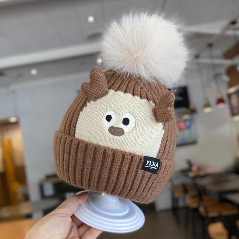 Product Introduction of beyonday New Winter Knitted Hat Cute Cartoon Windproof Beanie Cap Casual Thickned Pullover Hats for Kids 12