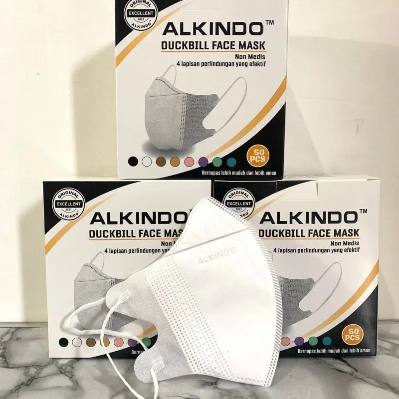 READY MASKER DUCKBILL ALKINDO 3 PLY / 4 PLY HITAMM PUTIH ABU ISI 50 LBR ADA EMBOS ALKINDO Hitam