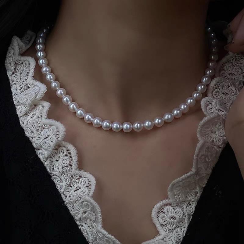 [Tặng bông tai] Vòng cổ ngọc trai 8ly tròn bóng đẹp rất ít tỳ(loại đẹp) quý phái cho quý cô thời thượng, làm quà tặng ý nghĩa cho người thân