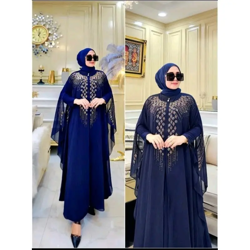 KAFTAN FULL PAYET JERSEY PREMIUM SERI WARNA gamis