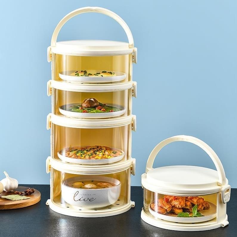 Lồng Bàn 5 Tầng Cao Cấp Giữ Nhiệt Chống Bụi Bẩn Côn Trùng Có lỗ Thoáng Khí Và Quai Xách Tiện Dụng