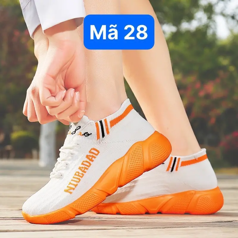 Giày thể thao NIUBADAO trắng đế cam nhảy shuffle dance, Zumba…. Sneaker Sport Tập Thể Dục