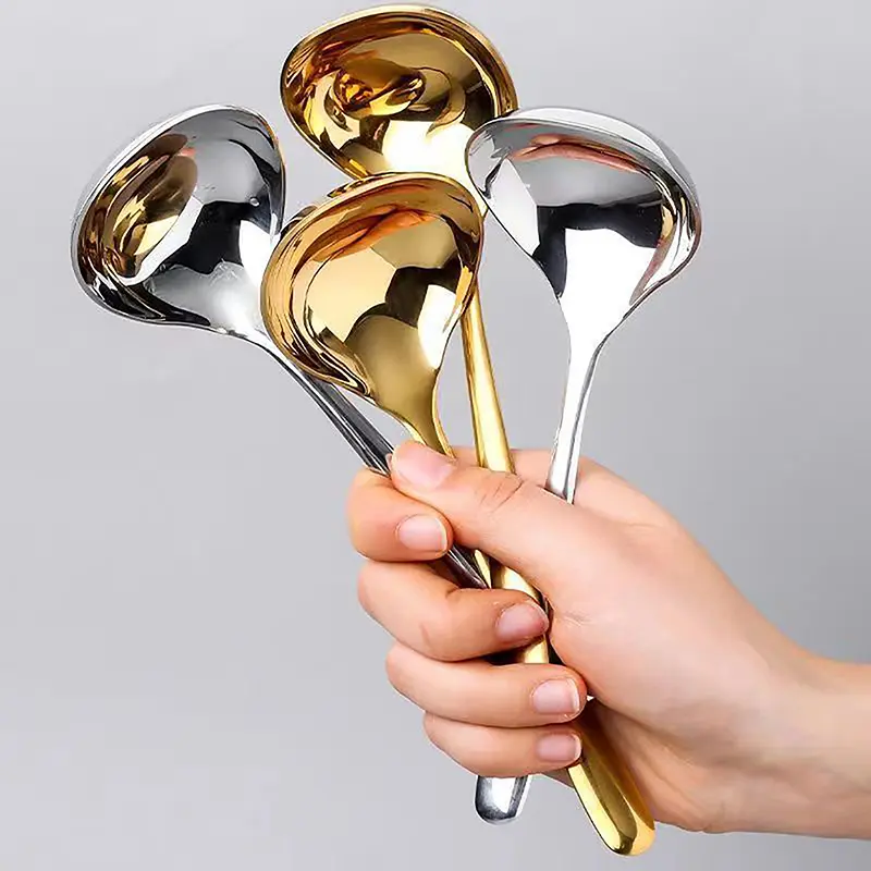 Thìa Tròn Đầu Lớn Cho Bữa Tối, 1 Cái, Tay Cầm Dài, Thìa Tráng Miệng Để Khuấy, Phụ Kiện Nhà Bếp, Đồ Dùng