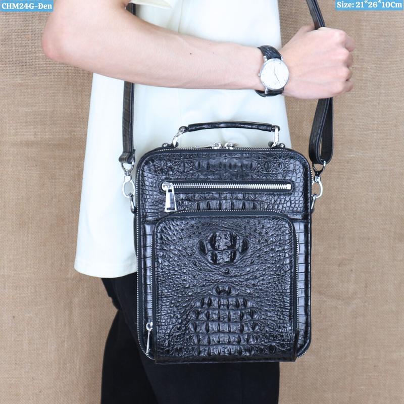 Túi Đeo Chéo Nam Da Cá Sấu Có Quai Xách ll Size 21*26*10Cm ll Mã CHM24 ll Chính Hãng Cá Sấu Konavis