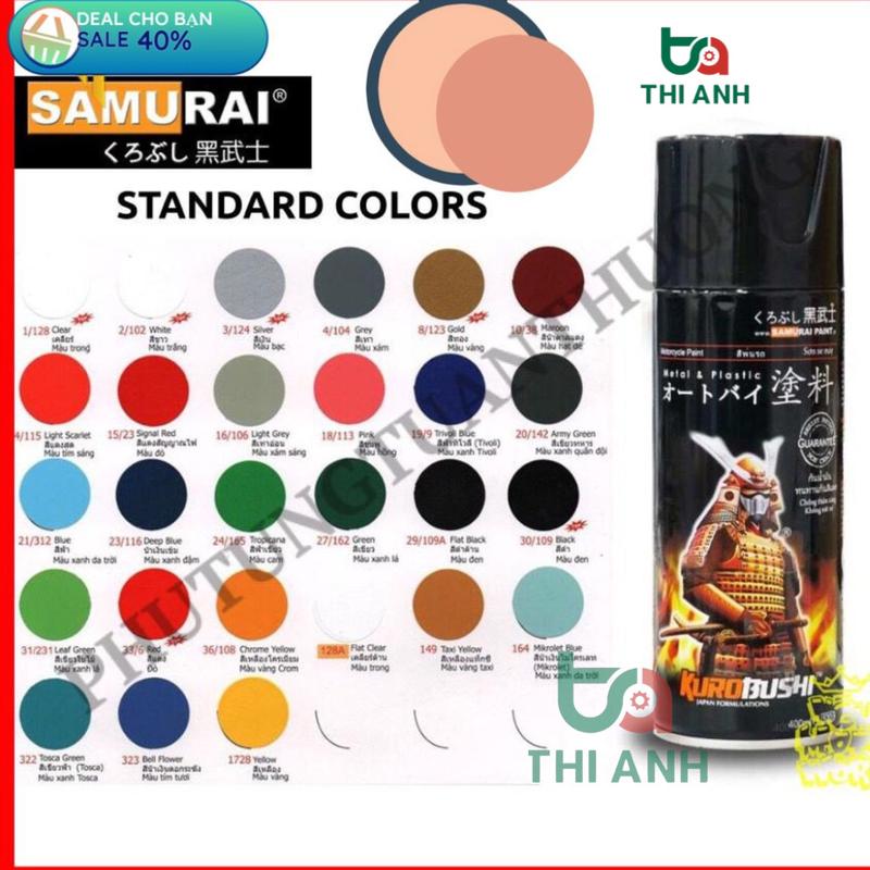   Chính Hãng  Sơn xịt Samurai đủ màu đen nhám đen bóng trắng đỏ xanh vàng... sơn lót phủ bóng chất lượng Nhật Bản 