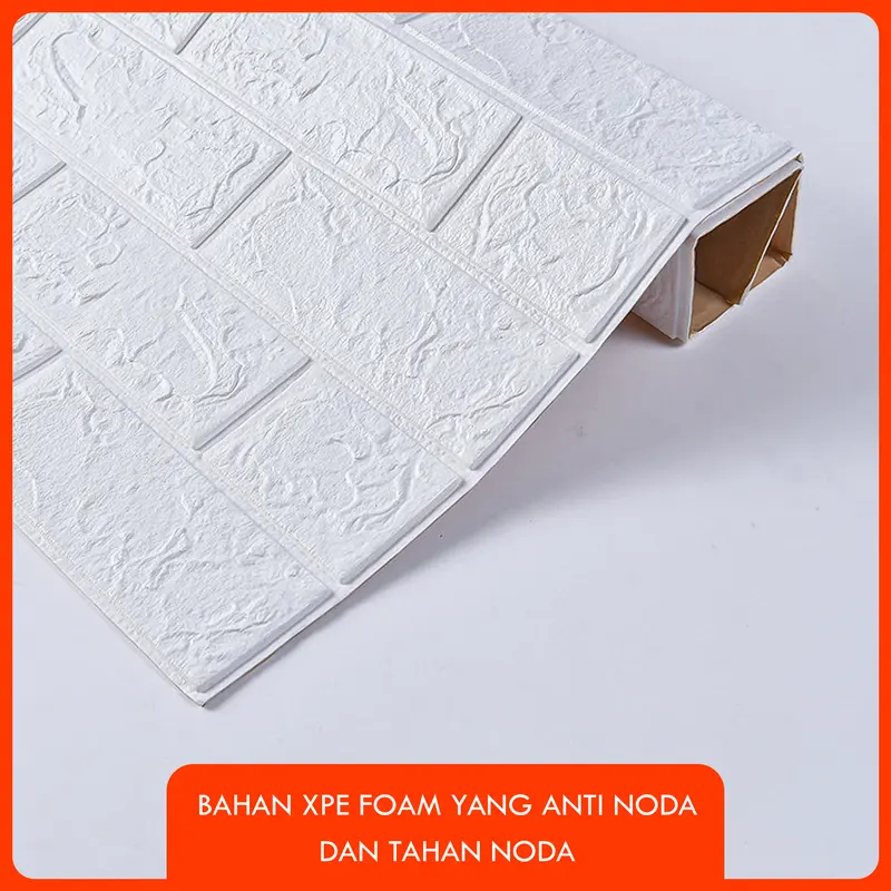 Wallpaper Dinding 3D Foam Motif Batu Bata 70 x 77 cm - Warna Putih 3