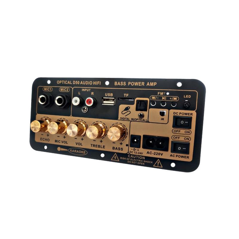 Vận tải quốc tế,Bảng mạch khuếch đại D50 với Bluetooth âm thanh quang AMP, USB, FM, Radio, máy nghe nhạc TF, DIY, loa siêu trầm âm thanh cho gia đình và ô tô Mixer Không Dây