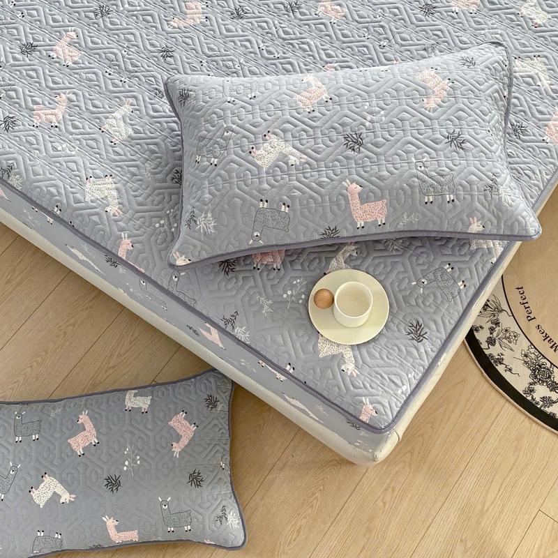 Bộ 1 Ga 2 Vỏ Gối COTTON ĐŨI HÀN Chần Bông Hữu Cơ mềm mịn, dùng bốn mùa cho nệm 5-15cm