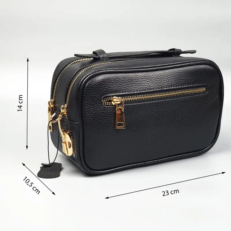 [Da thật] Túi đeo chéo nam khóa số 2 ngăn , golf cầm tay da bò CL153LLEA (Đen) - 100% , BH 3 năm 3