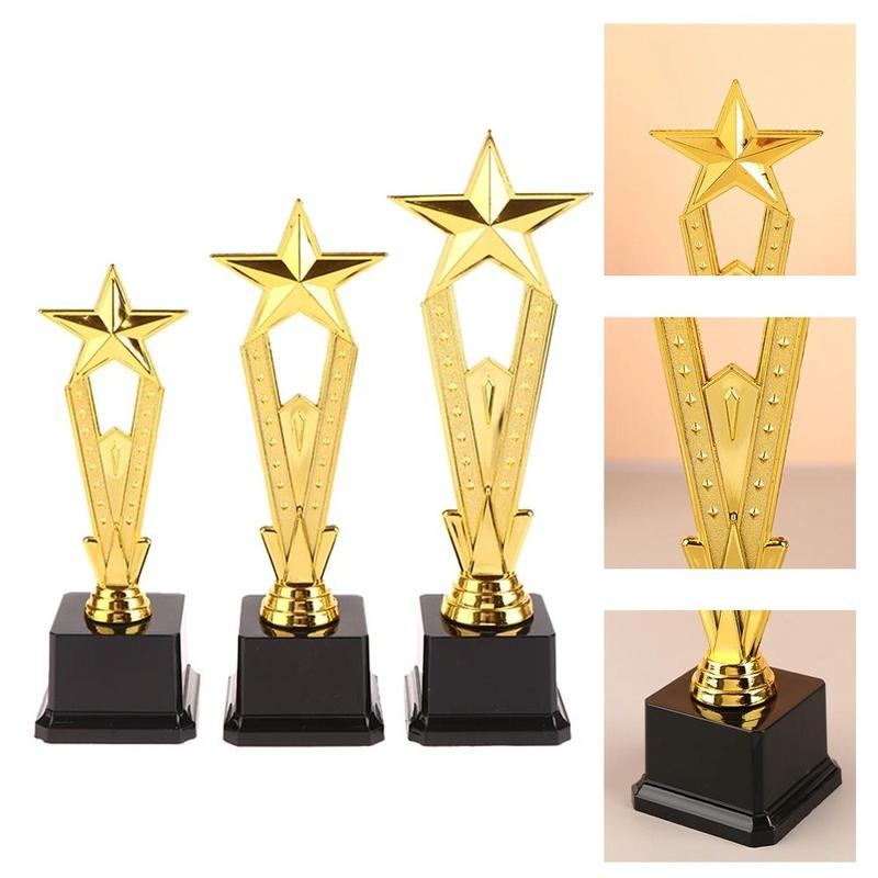Product Introduction of New Golden Award Trophy Plastic Singing Dancing Competition Reward Prize Cup Craft Souvenirs School Rewarding Supply Winner Award Trophy Toy Children Award Prize 10