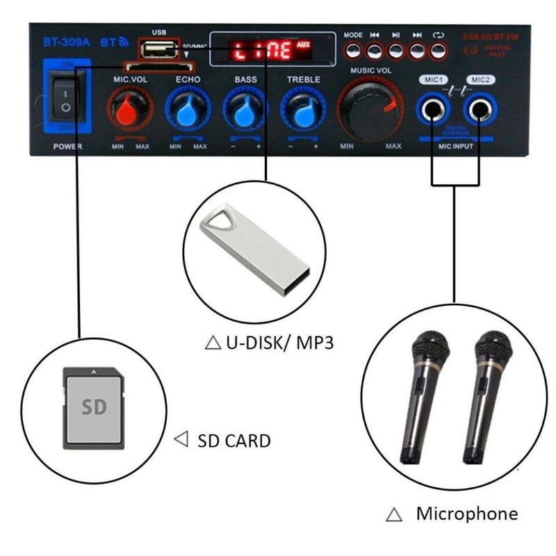 Product Introduction of 800W เครื่องขยายเสียง สเตอริโอ HIFI มินิแอมป์ 2CH จอ LCD ไร้สายบลูทูธ วิทยุ FM แอมป์จิ๋วบลูทูธ【สินค้าจากไทย】 แรงและเหมาะสำหรับงานเสียงคุณภาพสูง บลูทูธไร้สาย เชื่อมต่อง่าย จอแสดงผล LCD ใช้งานง่ายและแสดงสถานะการทำงานชัดเจน มินิแอมป์ ขนาดกะทัดรัด พกพาสะดวก 28