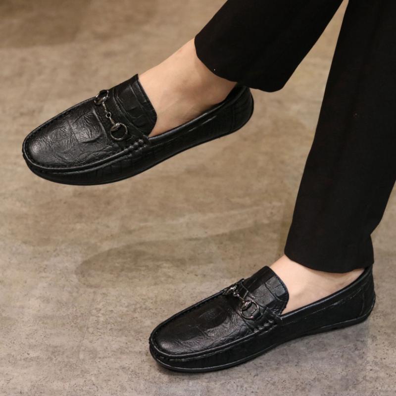 Giày mọi nam cao cấp da PU hàng kĩ giày lười nam da mềm in hoạ tiết dập vân cá sấu Đế bằng cao su mềm đươc khâu chắc chắn Đủ size 38-43 B.25 Hoa