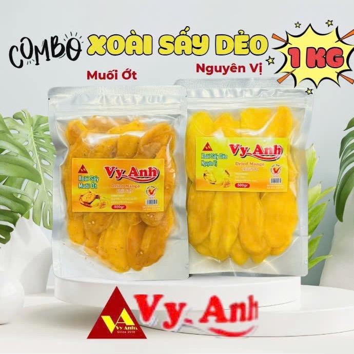VY ANH COMBO 1KG XOÀI TÚI ZIP LOẠI 1 XOÀI SẤY DẺO NGUYÊN VỊ 500gr + MUỐI ỚT 500gr Food Ăn Vặt Vy Anh Snack