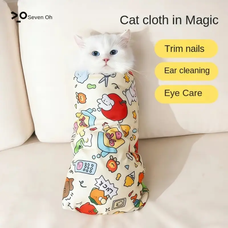 Pet Cat Wrap Multi-Functional Self-Adhesive Cloth Hundred Stickers Cute Cat Cleaning Nail Trimming Anti-Scratch Anti-Escape Fixing Cloth scratcher dinding