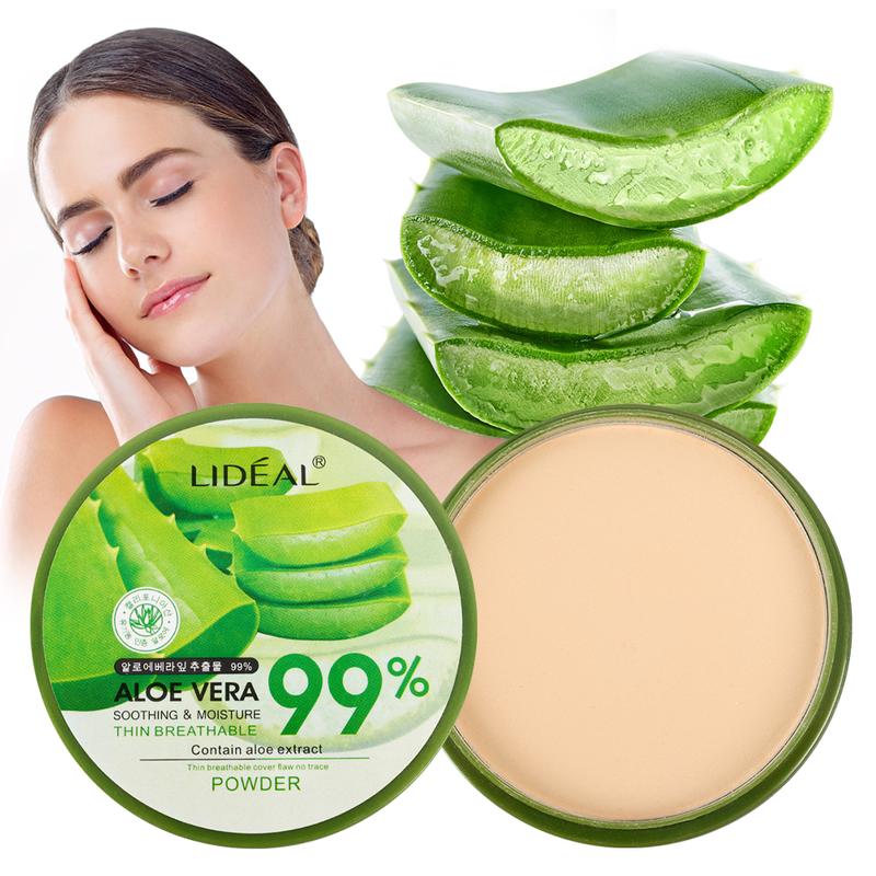 Product Introduction of 99% Aloe Vera Face Powder Smoothing Pressed Powder Waterproof  Moisturizing  Concealer Brighten Foundation Face Makeup Cosmetic Moisturizer Moisture 1
